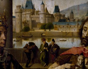 Retable du Parlement de Paris, détail du Louvre et de la Seine