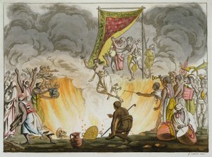 Une veuve indienne brûle avec le corps de son mari, planche 30 d