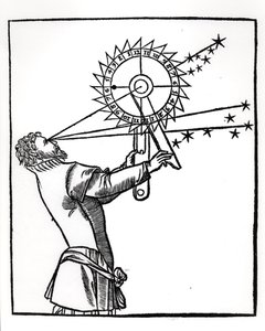 Un astrolabe, illustration de Cosmographia par Petrus Apianus (1495-1552), publiée à Paris par Vivant Gualtherot en 1551 - French School