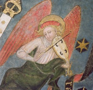 Ange musicien jouant de la viole (détail) - French School