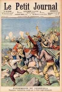 Intervention anglo-allemande au Venezuela en 1902-1903 - Première page du "Le Petit Journal" du 28 décembre 1902 : événements au Venezuela : bateaux vénézuéliens coulés par la flotte anglaise et allemande (gravure) - French School