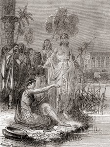 Antoine et Cléopâtre pêchant avec une flottille de petites embarcations sur le Nil, de Les Merveilles de la Science, publié c.1870 - French School