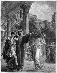 Apollonius à Corinthe. Dans « Histoire de la magie du Monde surnaturel et de la Fatalité à travers les temps et les peuples », Furne Jouvet et Cie éditeurs (1869)