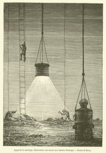 Appareils de sauvetage, Observatoire sous-marin avec lanterne électrique - French School