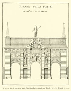 Arc de pierre ou porte Saint-Antoine, remaniée par Blondel en 1672, démolie en 1788 - French School