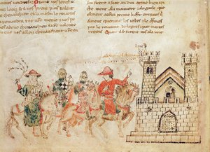 Arrivée des ambassadeurs au château du roi Arthur, du Roman de Meliadus