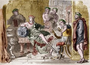 Aspasie de Milet, courtisane grecque du Ve siècle av. J.-C. Gravure - French School