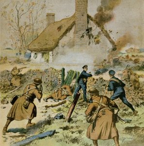 Attaque par la police et les troupes britanniques sur une ferme occupée par le Sinn-Fein, couverture du Petit Journal, 5 décembre 1910