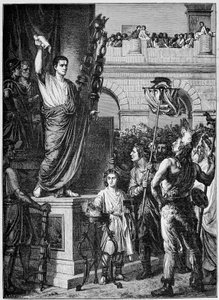Auguste (Octavien ou Octavian) (63 av. J.-C. - 14 ap. J.-C.) présente la constitution aux députés des trois provinces de la Gaule celtique réunis à Lyon (an 10 ap. J.-C.) - dans "La France et les Français à travers les siècles"