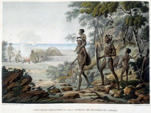 Famille aborigène australienne en voyage