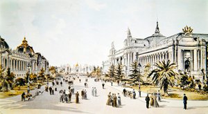 Avenue Nicolas II montrant le Grand Palais et le Petit Palais pendant l