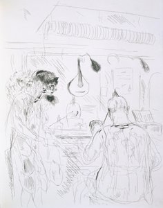 Scène en coulisses à un Bal de Nuit ou cirque parisien, de Paris Sketches : Gravures de Forain et Raffaelli, 1880 - French School