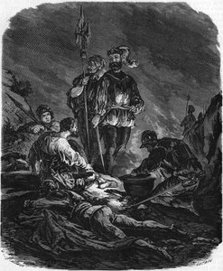 Mauvais garçons, pillards pendant les guerres du XVIe siècle. Dans "Histoire Populaire de la France", sd. vers 1885. Gravure.