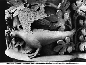 Basilic, chapiteau de la cathédrale Notre-Dame de Reims (moulage en plâtre)