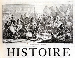 Bataille de Muret le 12 septembre 1213 - dans "Histoire générale de Languedoc" par Joseph Vaissete, Paris