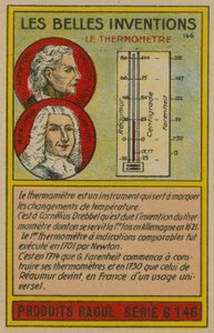 Carte des belles inventions, thermomètre - French School