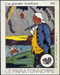 Benjamin Franklin, homme politique et physicien américain (1706-1790) et le paratonnerre (l