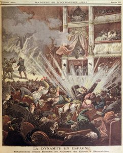 Explosion de bombe au Théâtre du Liceo, Barcelone, illustration du Petit Journal, 25 novembre 1893 - French School