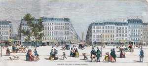 Boulevard des Capucines (côté sud) - Rue de la Paix, place et colonne Vendôme - Gravure dans « Tableau-de-Paris » par Edmond Texier 1852