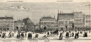 Boulevard des Italiens et boulevard Montmartre - Café Mulhouse - Cercle Montmartre - Jockey club - Gravure dans "Tableau de Paris" par Edmond Texier 1852