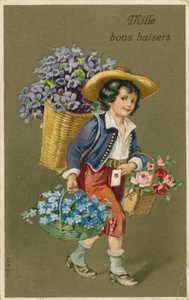 Garçon portant des fleurs - French School