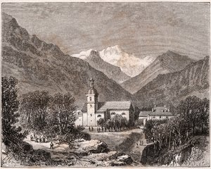 Brides-les-Bains - Savoie - gravure dans "La France illustrée : géographie, histoire, administration statistique" par V.A. Malt-Brown. 1884 - French School