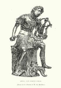 Figure en bronze du poète grec ancien Arion, par le sculpteur de la Renaissance italienne Andrea Riccio, fin du XVe ou début du XVIe siècle
