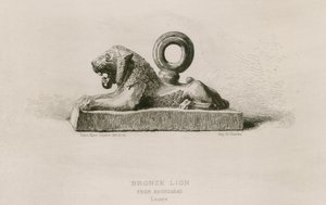 Lion en bronze, de Khorsabad, Louvre (gravure) - French School
