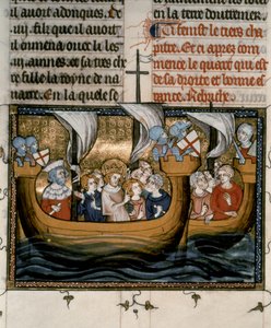 CROISADE Septième: Louis IX partant pour la 7ème croisade (1248-54) - French School