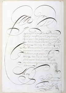 Calligraphie : Lettre de comptes calligraphiée vers 1678 par François de Bruyn. Bibliothèque Historique de la Ville de Paris - French School