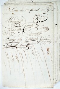 Calligraphie : feuille du registre de la Société Académique d