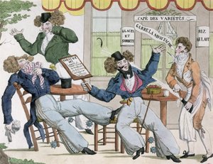 Caricature du Café des Variétés, début du XIXe siècle