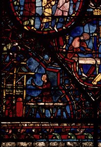 Charpentiers au travail, détail de la vie de Saint Julien l