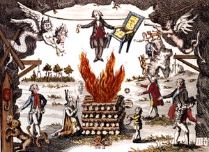 Caricature de Mirabeau, présidant le Club des Jacobins, 1789