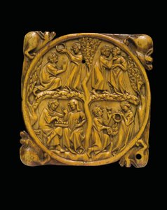 Couvercle de boîtier de miroir sculpté, Paris, vers 1310-20