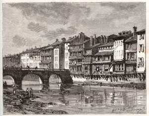 Castres - Languedoc-Roussillon-Midi-Pyrénées - gravure dans "La France illustrée : géographie, histoire, administration statistique" par V.-A. Malt-Brown. 1884 - French School