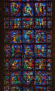 Cathédrale de Chartres, vitrail : vie de saint Fulbert, évêque de Chartres au XIe siècle, détail - French School