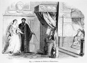 Catherine de Médicis avec Nostradamus, de Magasin Pittoresque, 1849 - French School