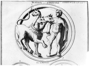 Cerbère dompté par Hercule - French School
