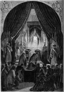 Chapelle ardente lors des funérailles du Comte Philippe Antoine Ornano (1784-1863), Maréchal d