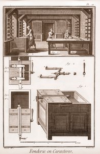 Fonderie de caractères - "La Grande Encyclopédie, ou Dictionnaire Raisonné des Sciences, des Arts et des Métiers" par Denis Diderot (1713-1784) et Jean d