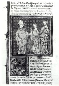 Charles III le Simple avec sa femme et son fils, Louis IV, Grandes Chroniques de France, 1375-79