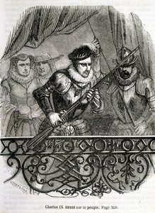 Charles IX tirant sur le peuple - dans « Histoire de France » par L.-P. Anquetil - French School