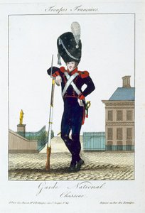 Chasseur de la Garde Nationale, de Troupes Françaises, pub. chez Basset, Paris, vers 1790