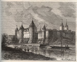 Château de Josselin - Morbihan en Bretagne - gravure dans "La France illustrée: géographie, histoire, administration statistique" par V.A. Malt-Brown. 1884