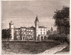Château de Lamartine - 71520 Saint-Point - gravure dans « La France illustrée : géographie, histoire, administration statistique » par V.A. Malt-Brown. 1884 - French School