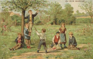 Enfants cueillant des cerises