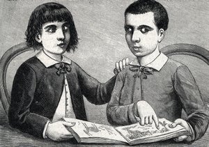 Enfants avec strabisme convergent et divergent ou yeux croisés (gravure) 1888 - French School