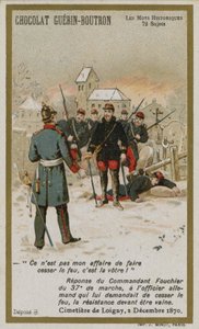 Carte commerciale Chocolat Guerin-Boutron, série Mots Historiques (chromolithographie)