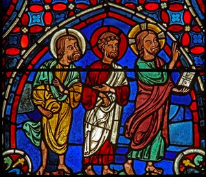 Christ - avec 2 apôtres - French School